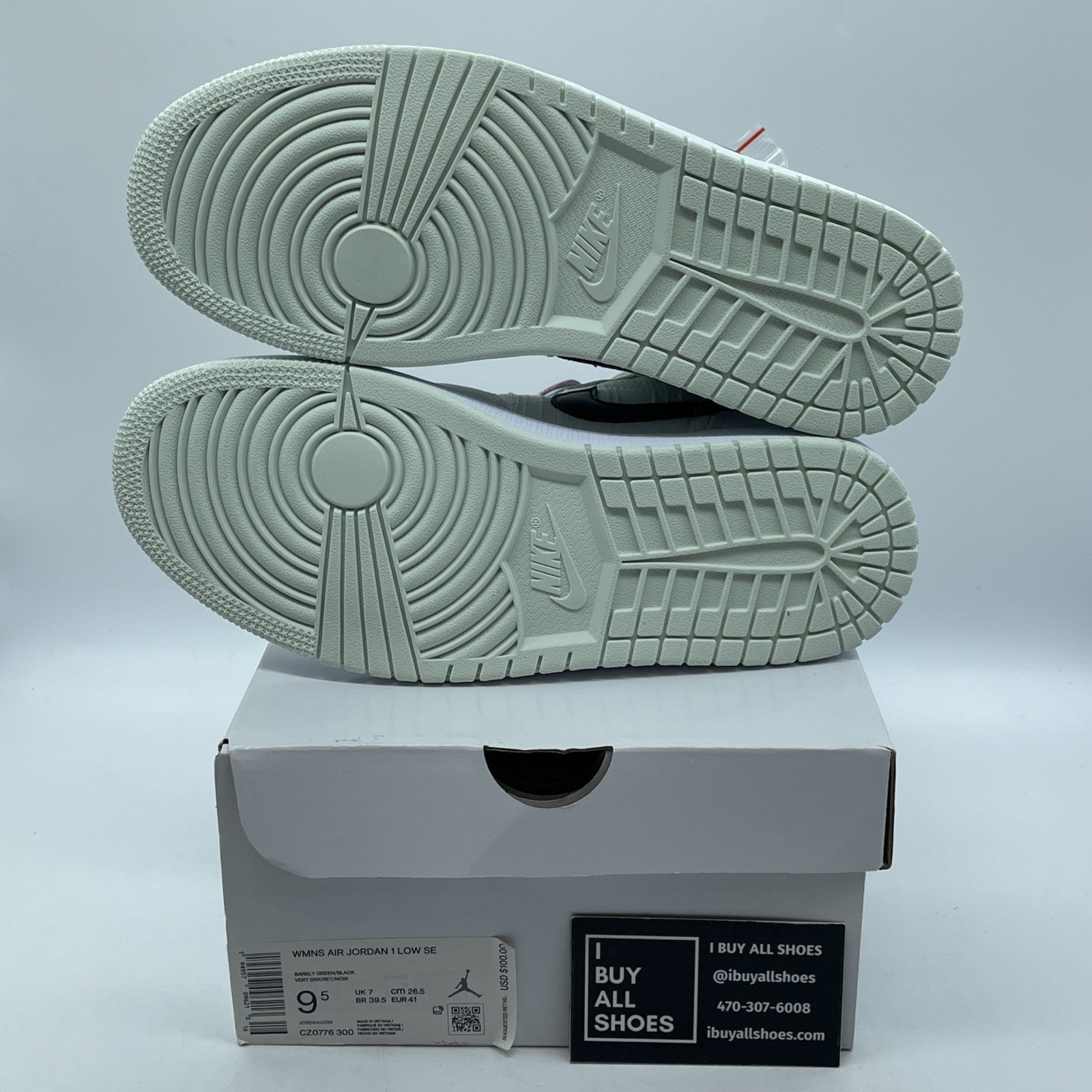 Size 9.5W - Air Jordan 1 SE Low Barely Green Suede Leather (CZ0776-300)