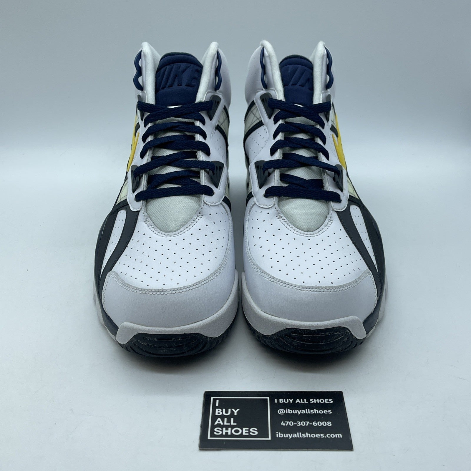 Size 13 - Nike Air Trainer SC High White Black Yellow Suede Leather (302346-110)