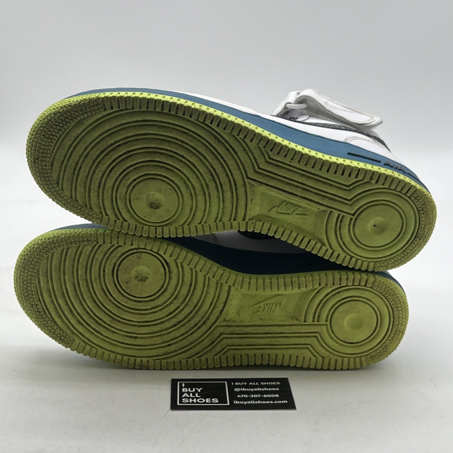 Size 11 - Nike Air Force 1 '07 Mid White Abyss Volt (315123-123)