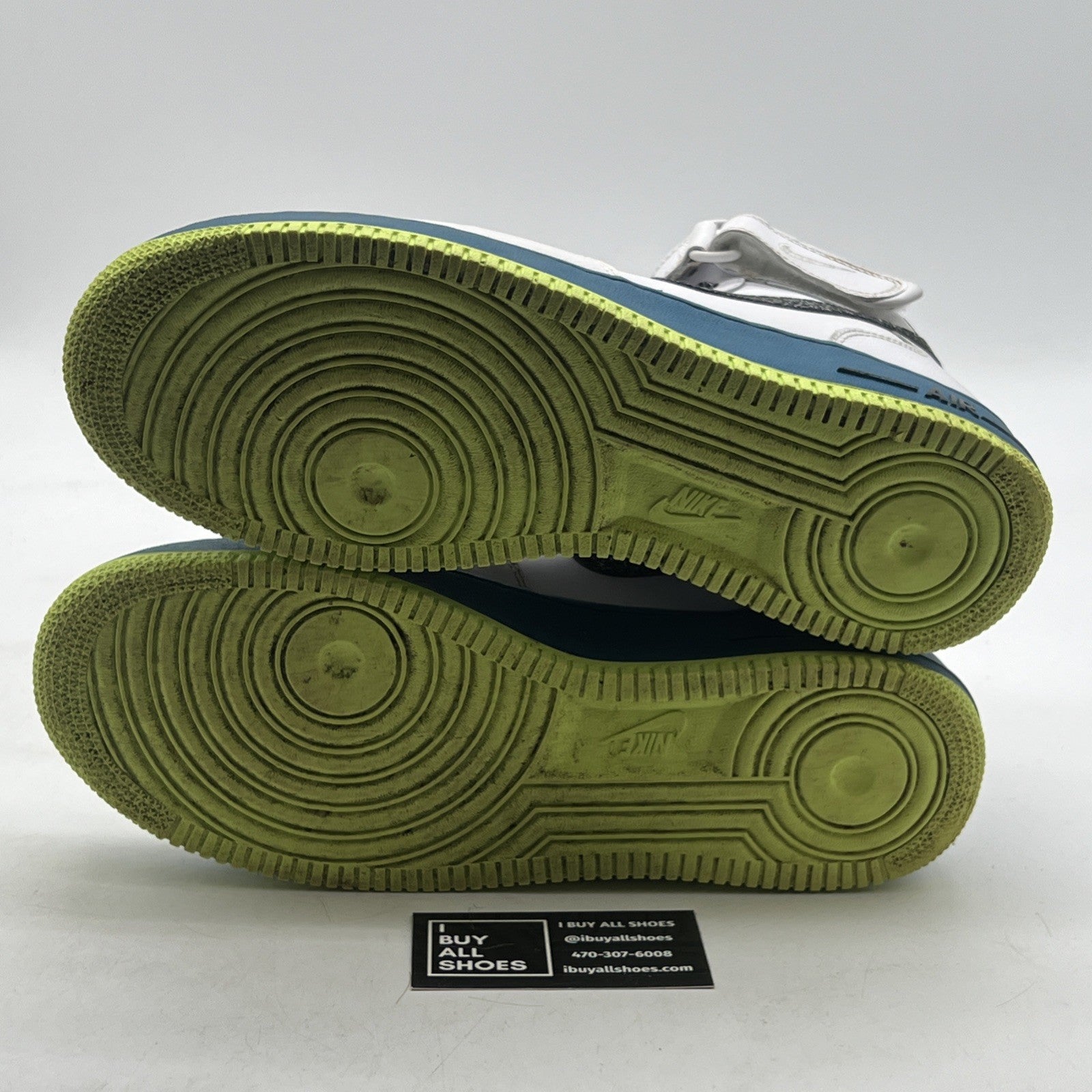 Size 11 - Nike Air Force 1 '07 Mid White Abyss Volt (315123-123)