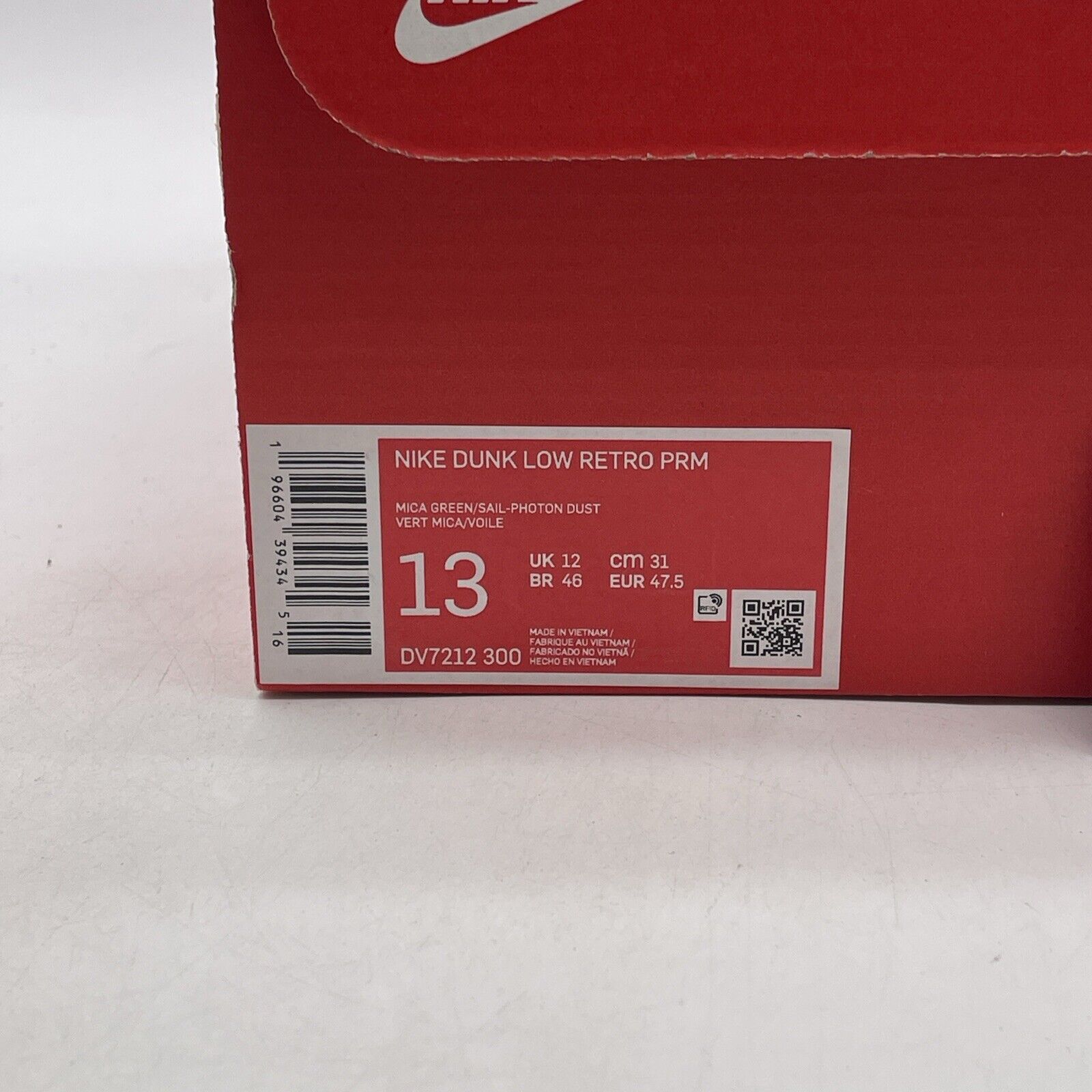 Size 13 - Nike Dunk Low Mica Green White Suede Leather (DV7212-300)