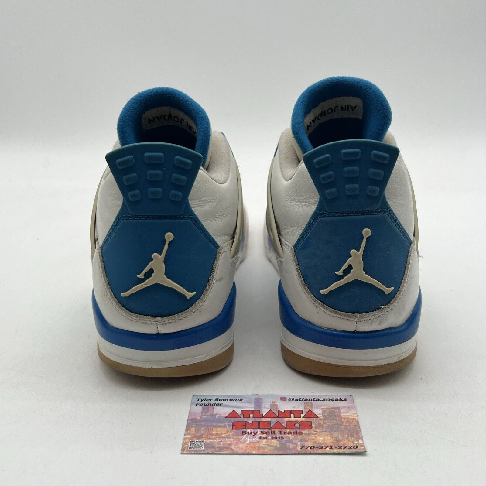 Size 10.5 - Jordan 4 Retro Military Blue 2012 White Blue Grey (308497-105)