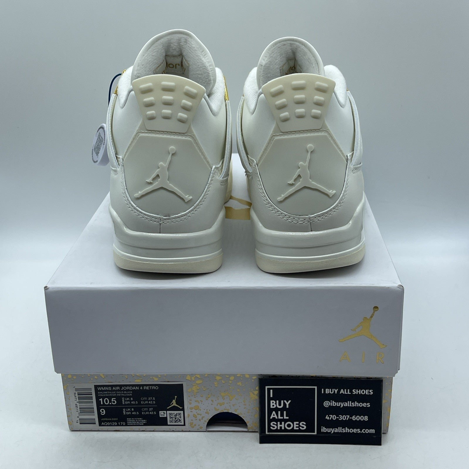 Size 10.5W - Air Jordan 4 Retro Metallic Gold (AQ9129-170)