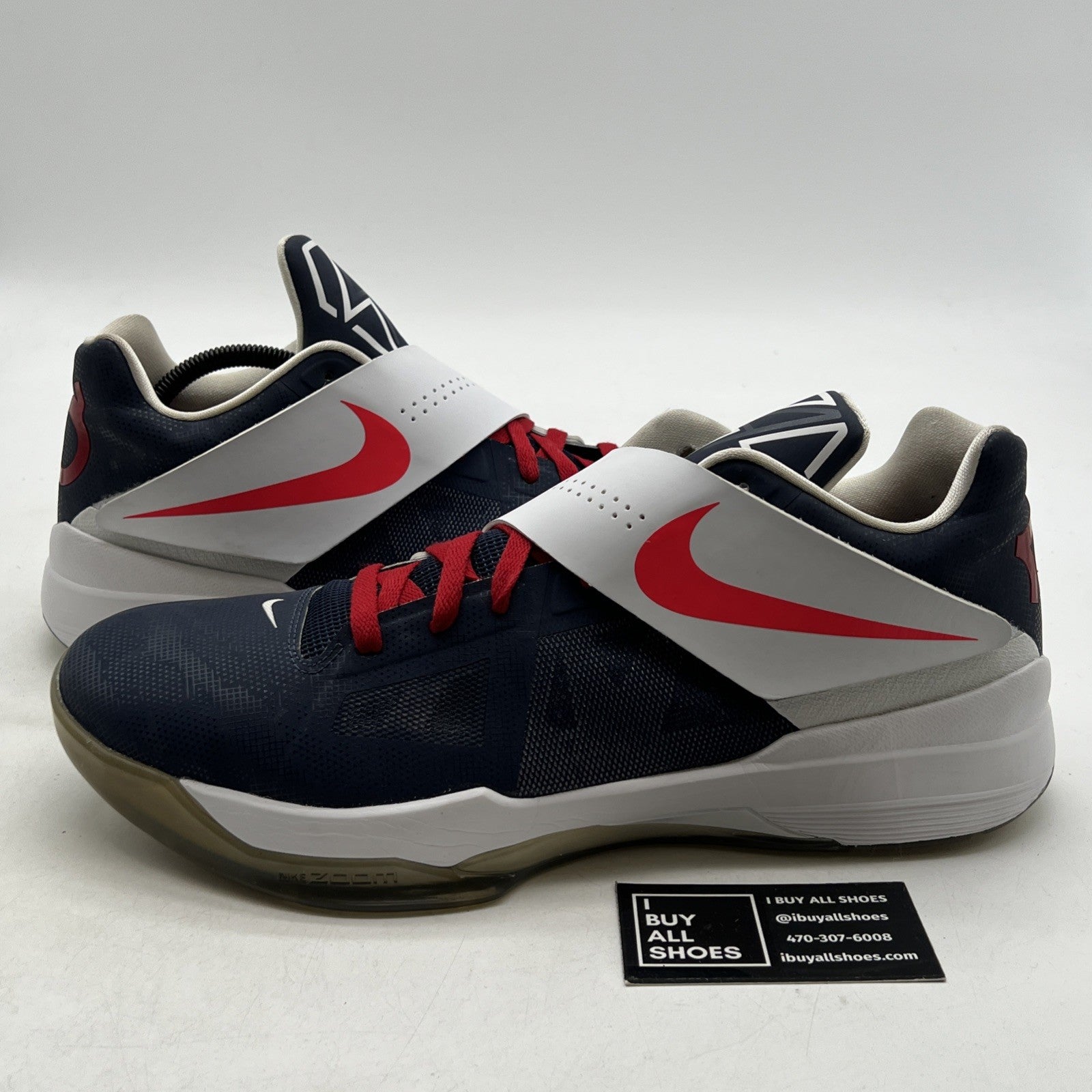 Size 14 - Nike ID KD 4 Custom Basketball Sneakers Mens Athletic Blue Red