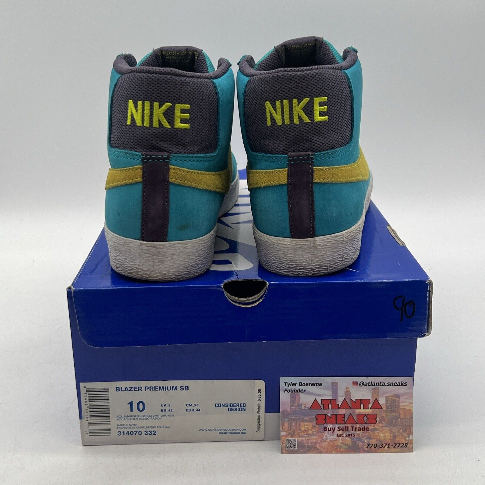 Size 10 - Nike Blazer Premium Sb Blue White Suede Yellow (314070-332)