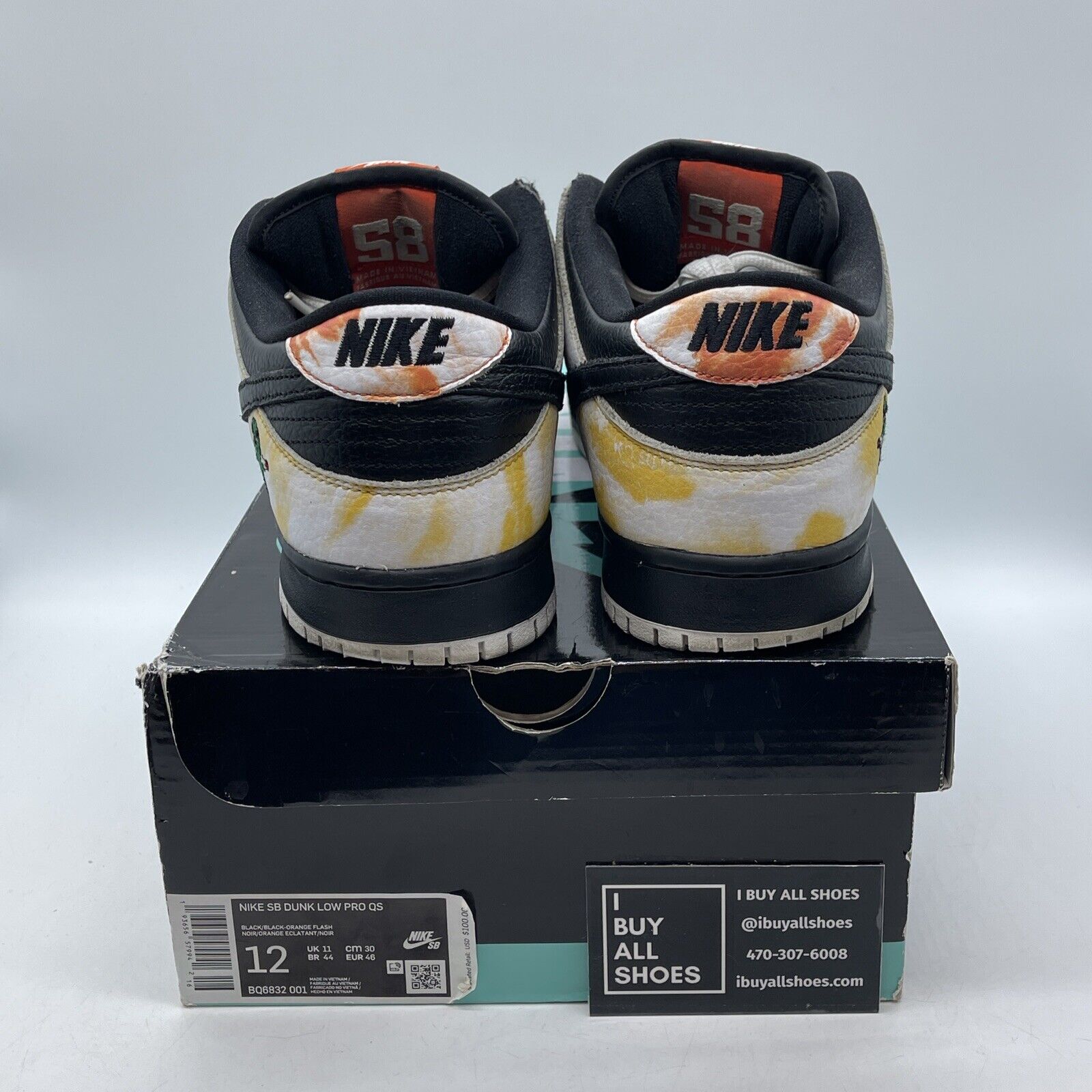 Size 12 - Nike Dunk SB Low Tie-Dye Raygun Black White Leather (BQ6832-001)