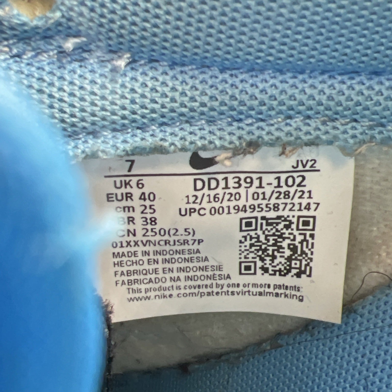Size 7 - Nike Dunk Low University Blue (DD1391-102)
