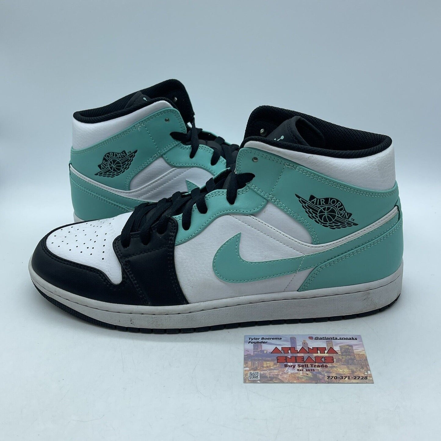 Size 13 - Air Jordan 1 Mid Tropical Twist Blue Black White Leather (554724-132)