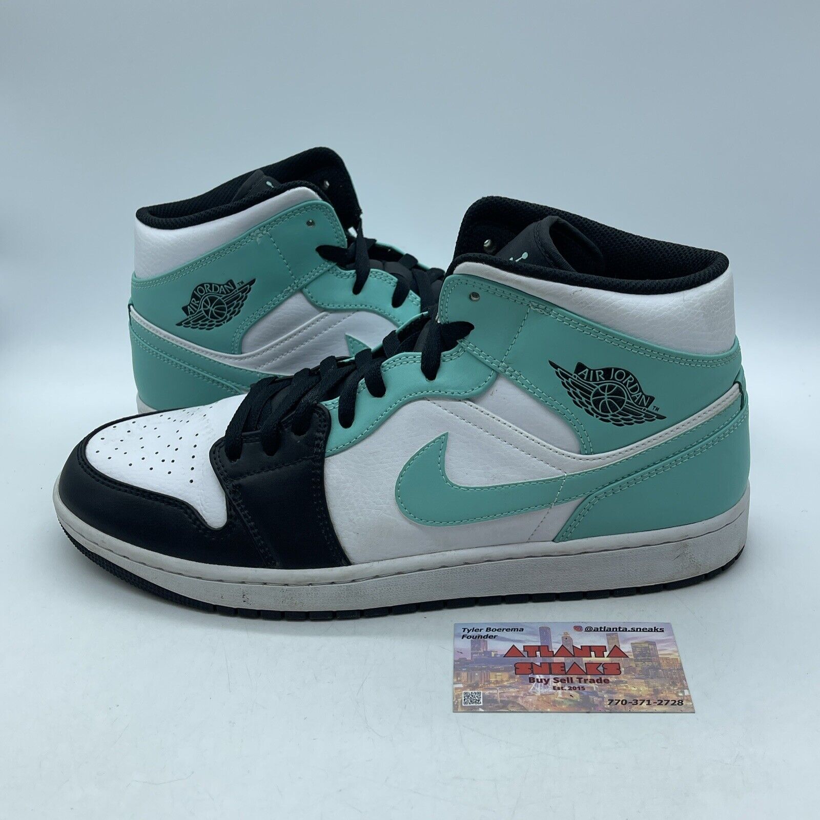 Size 13 - Air Jordan 1 Mid Tropical Twist Blue Black White Leather (554724-132)