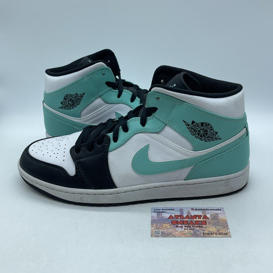 Size 13 - Air Jordan 1 Mid Tropical Twist Blue Black White Leather (554724-132)