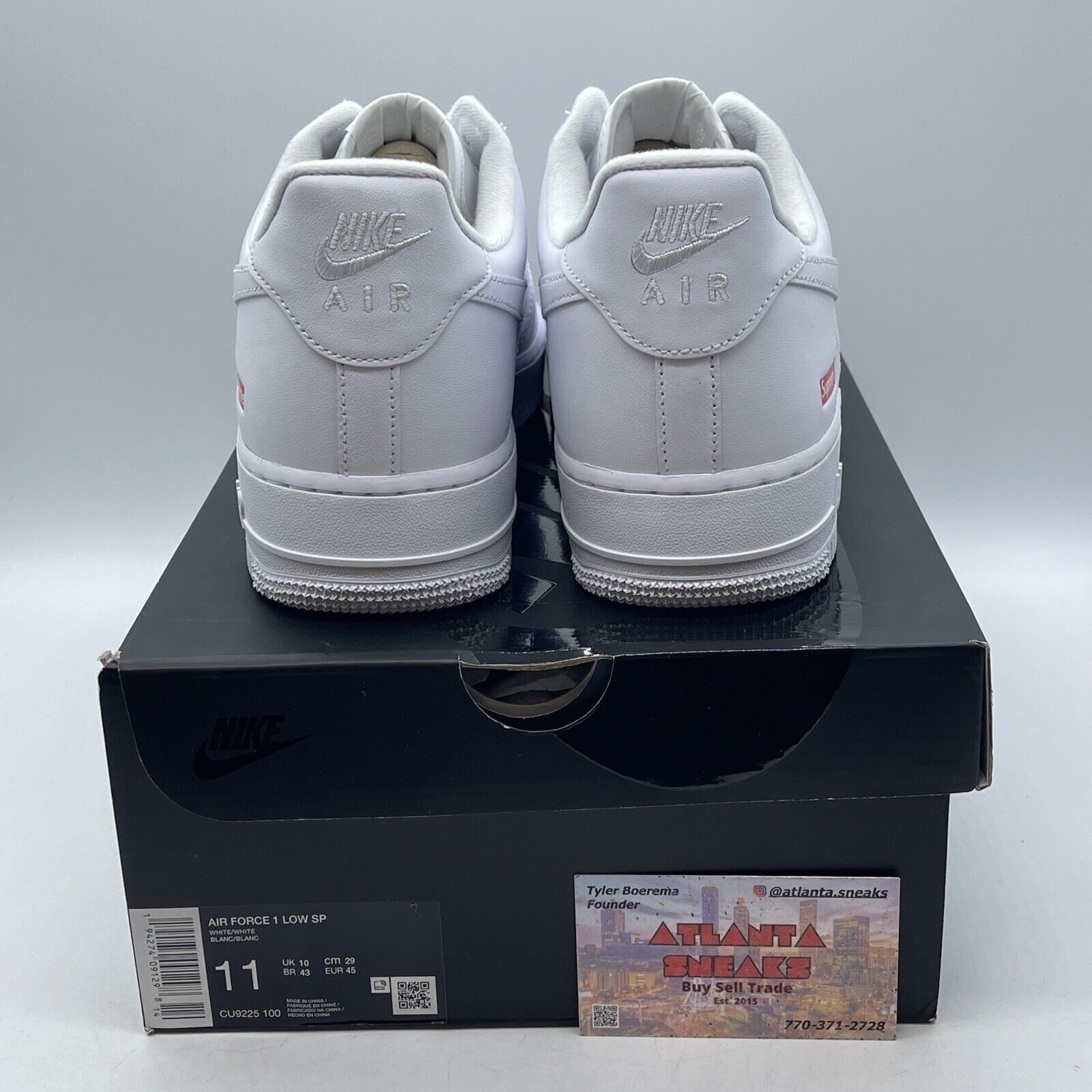 Size 11 - Nike Air Force 1 x Supreme Low Box Logo - White Red (CU9225-100)