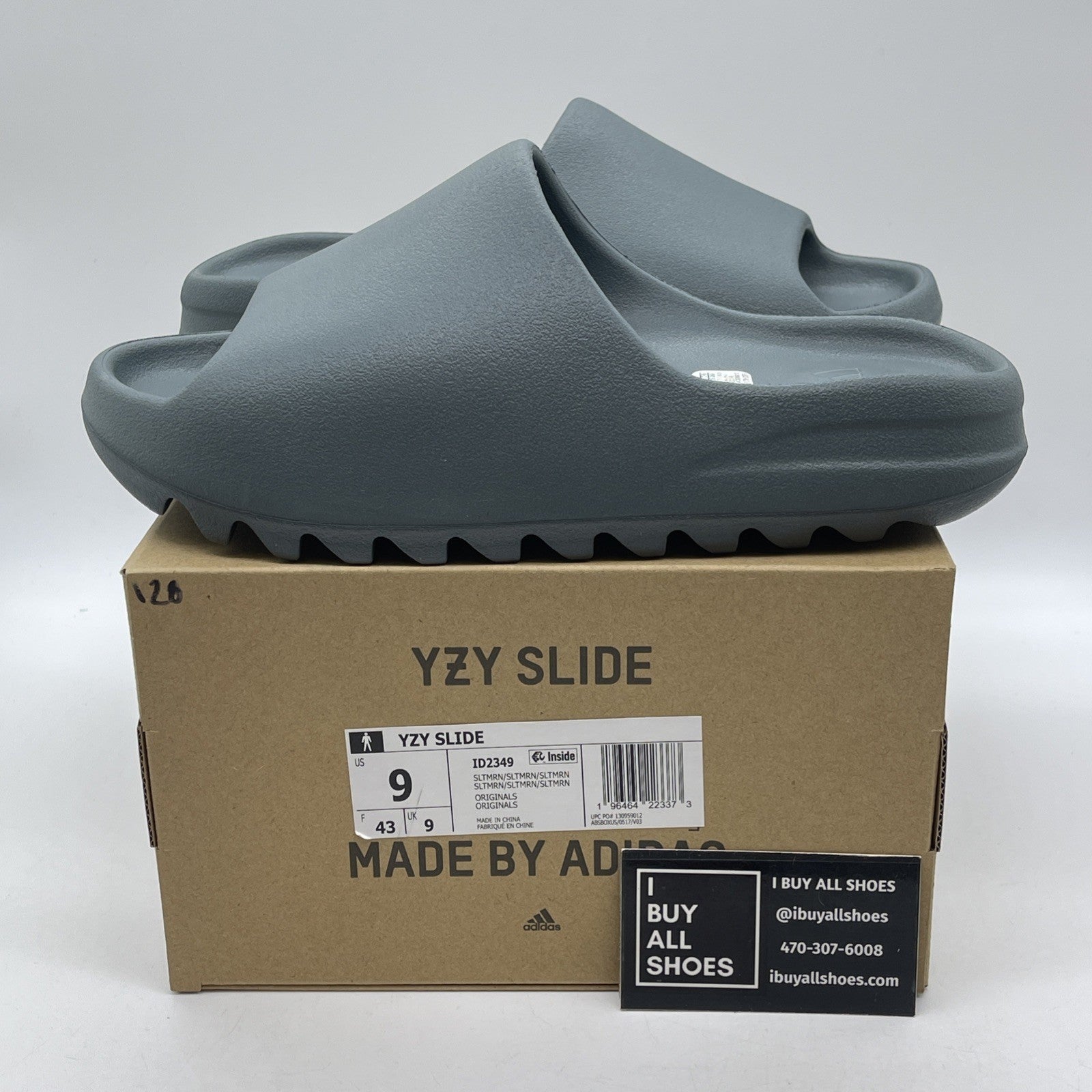 Size 9 - Yeezy Slide Slate Marine Grey Rubber (ID2349)