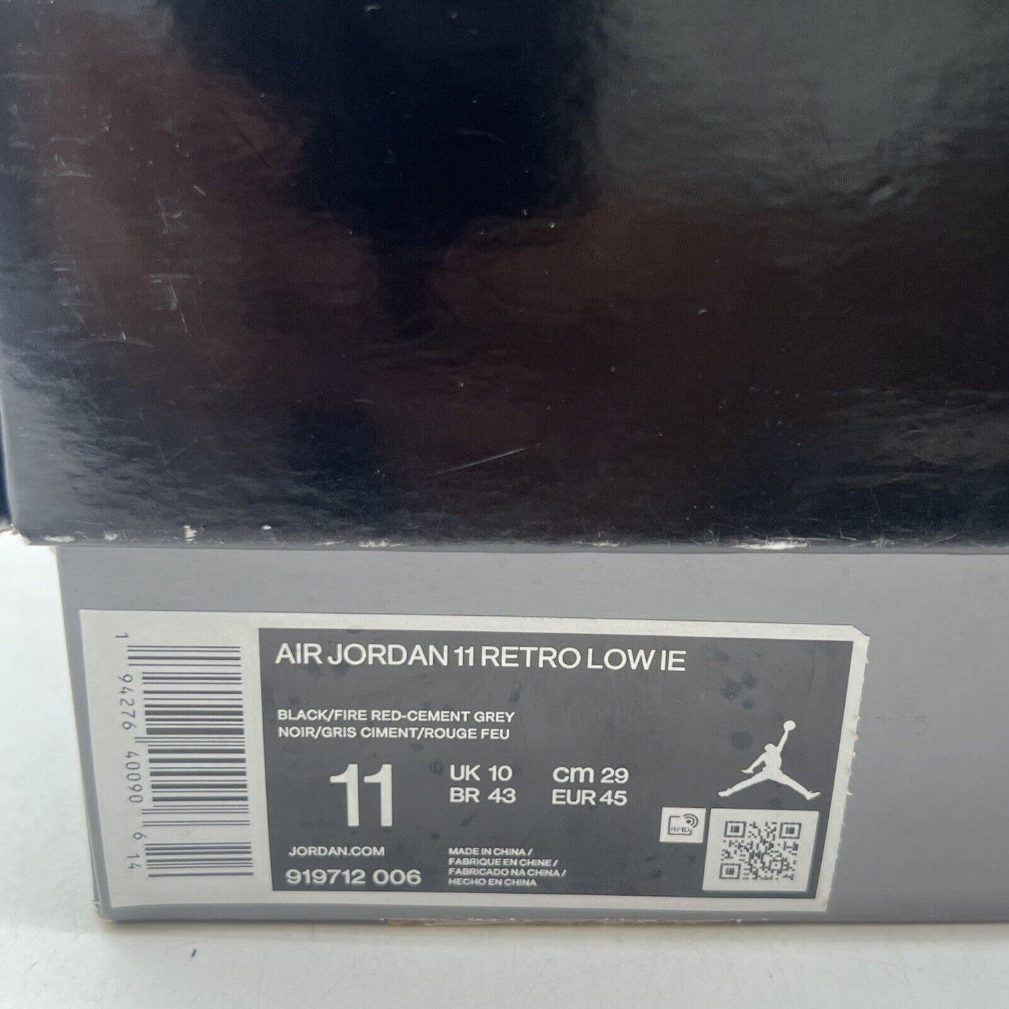 Size 11 - Air Jordan 11 Retro IE Low Black Cement White Red (919712-006)