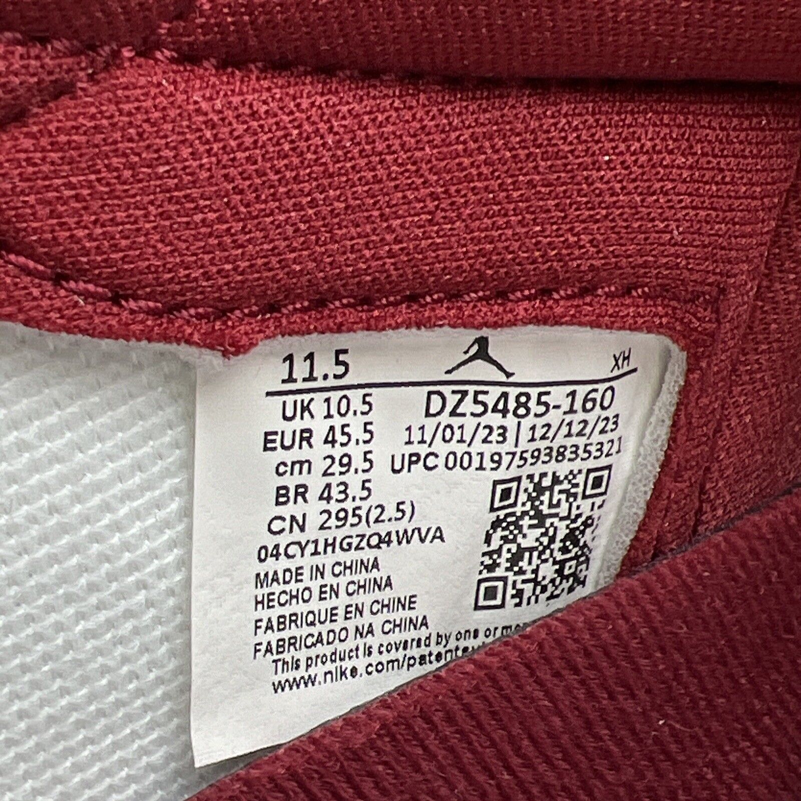Size 11.5 - Air Jordan 1 Retro OG High Artisanal Red (DZ5485-160)