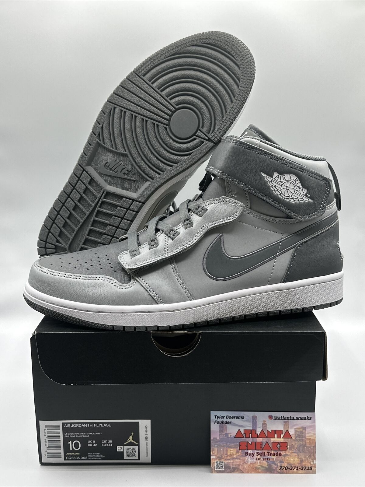 Size 10 - Jordan 1 High FlyEase Light Smoke Gray 2021