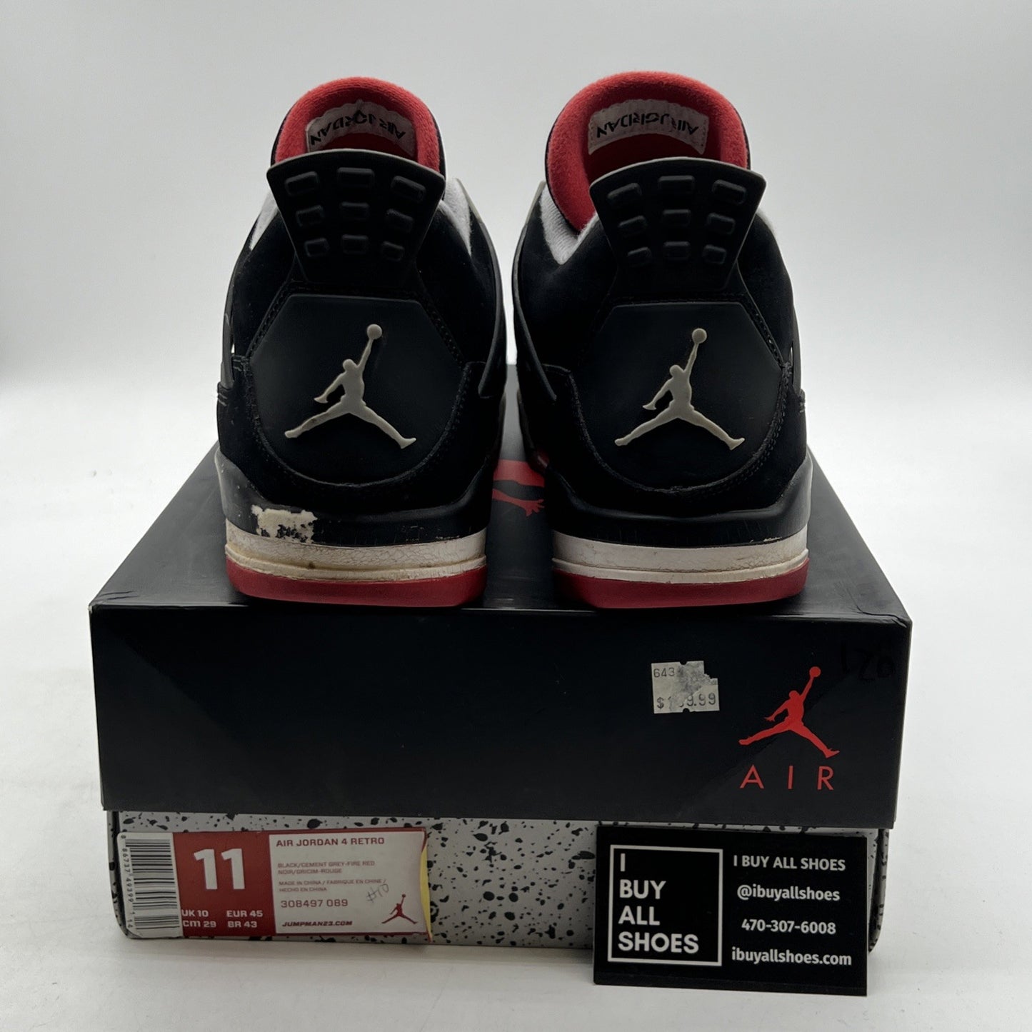 Size 11 - Air Jordan 4 Retro bred release 2012 (308497-089)