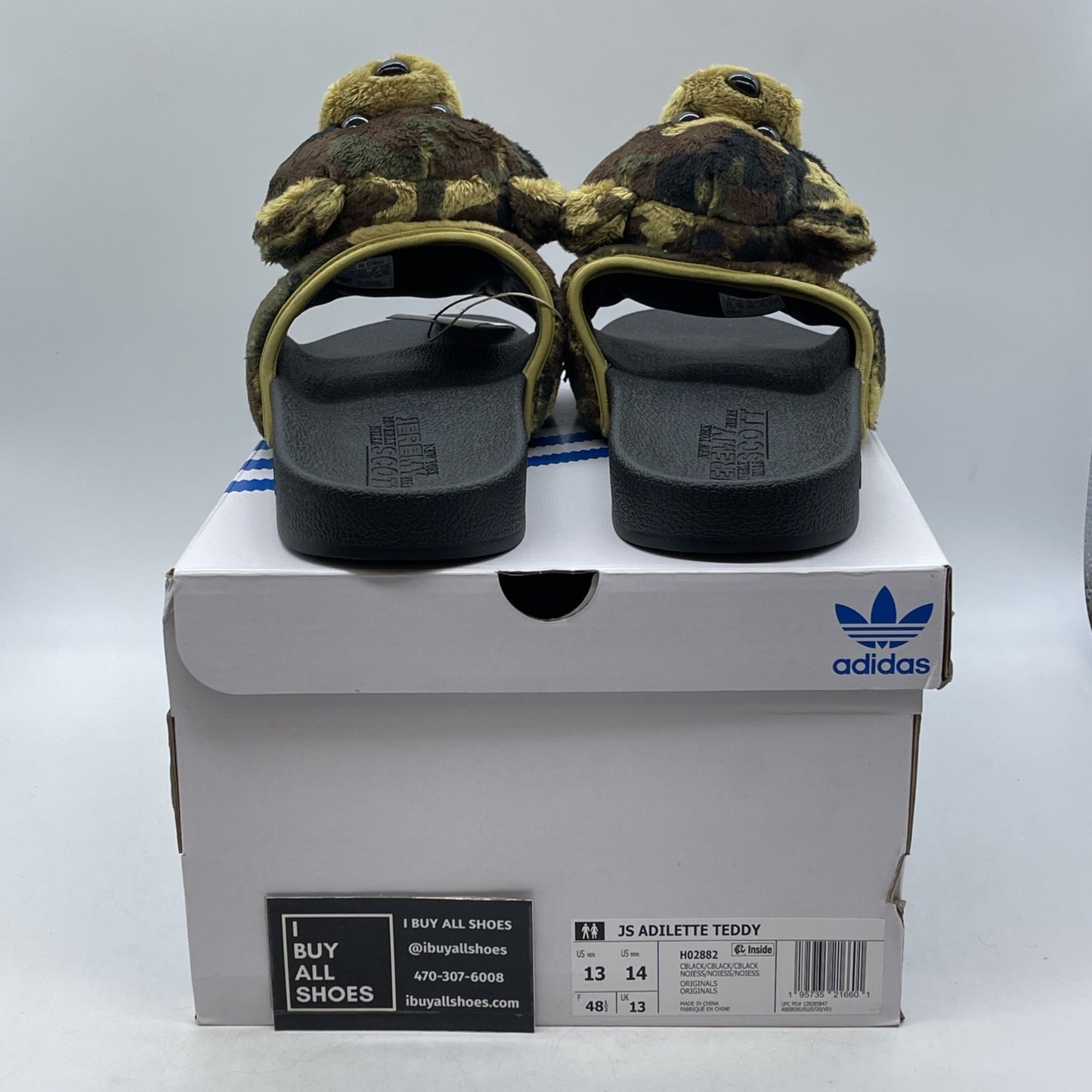 Size 13 - Adidas x Jeremy Scott Adilette Teddy Bear Camo Sandals (H02882)