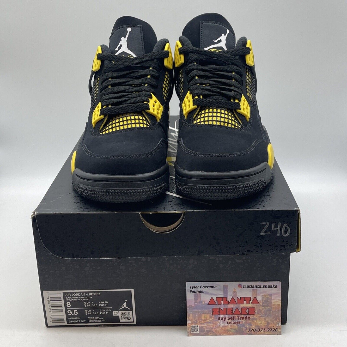 Size 8 - Jordan 4 Retro Mid Thunder Black Yellow Suede (DH6927-017)