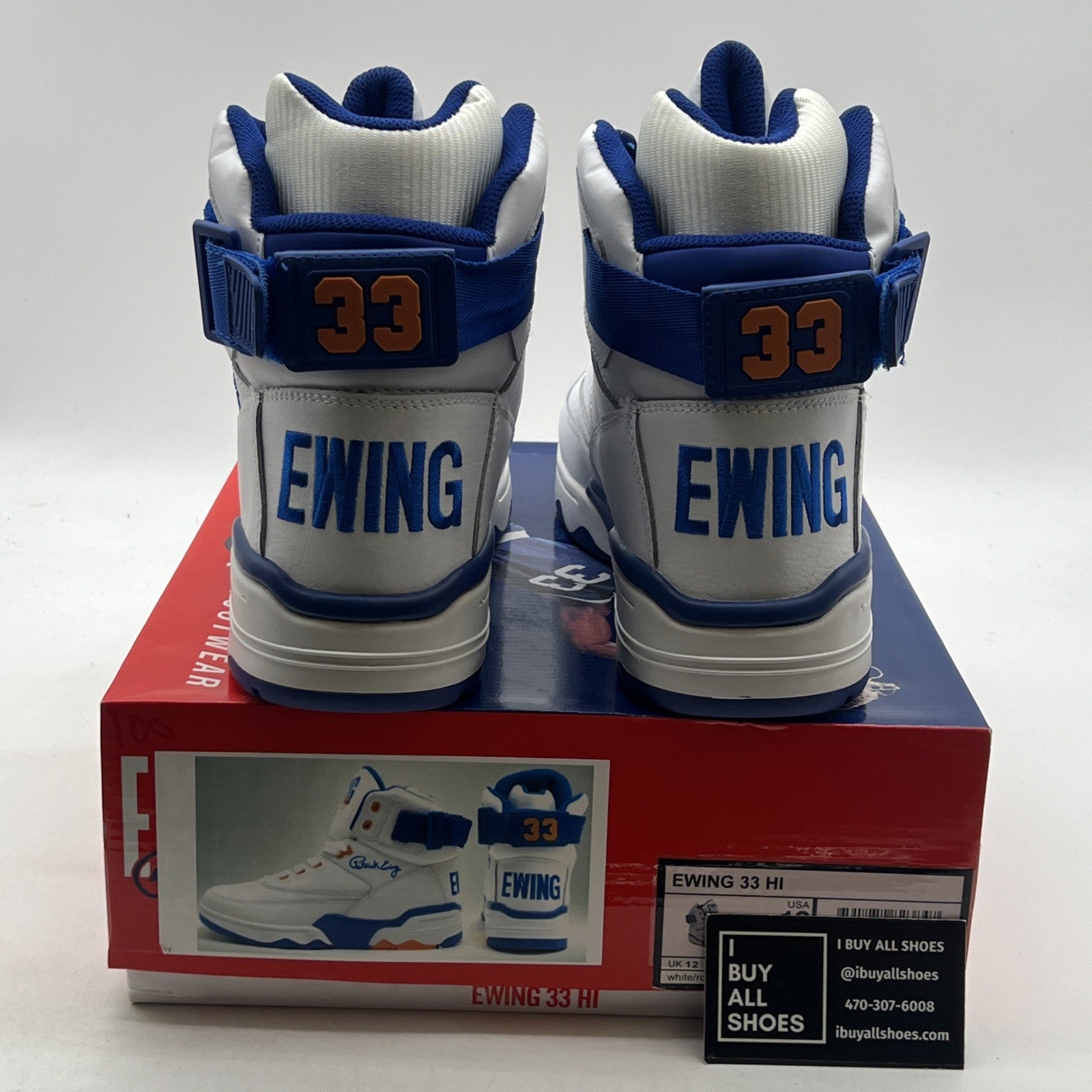 Size 13 - Patrick Ewing 33 Hi White Royal Orange (1VB90014-136)