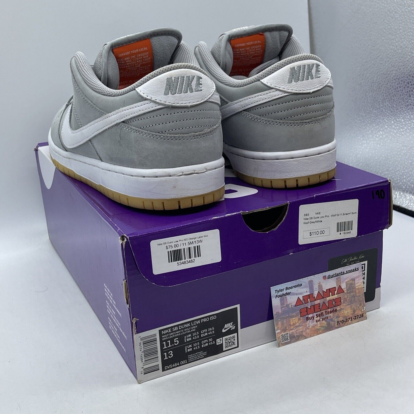 Size 11.5 - Nike SB Dunk Low Wolf Grey Gum White Brown Leather (DV5464-001)
