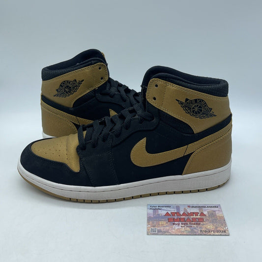 Size 10 - Air Jordan 1 Retro High Melo Gold Leather Black Suede (332550-026)