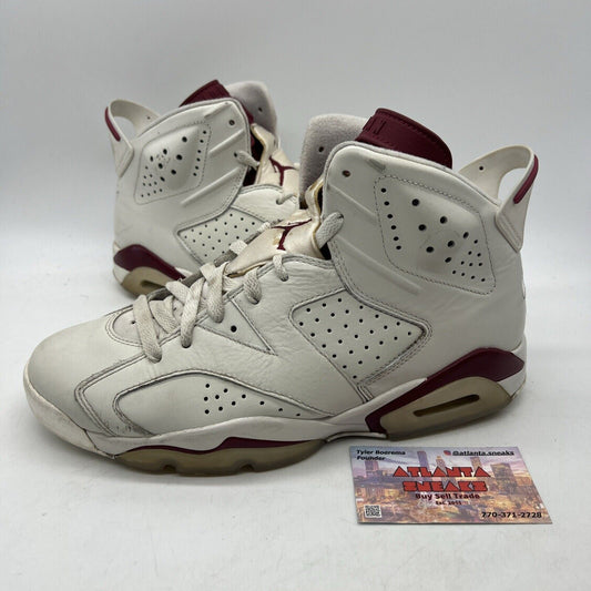 Size 8.5 - Air Jordan 6 Retro 2015 Maroon White Leather  (384664-116)