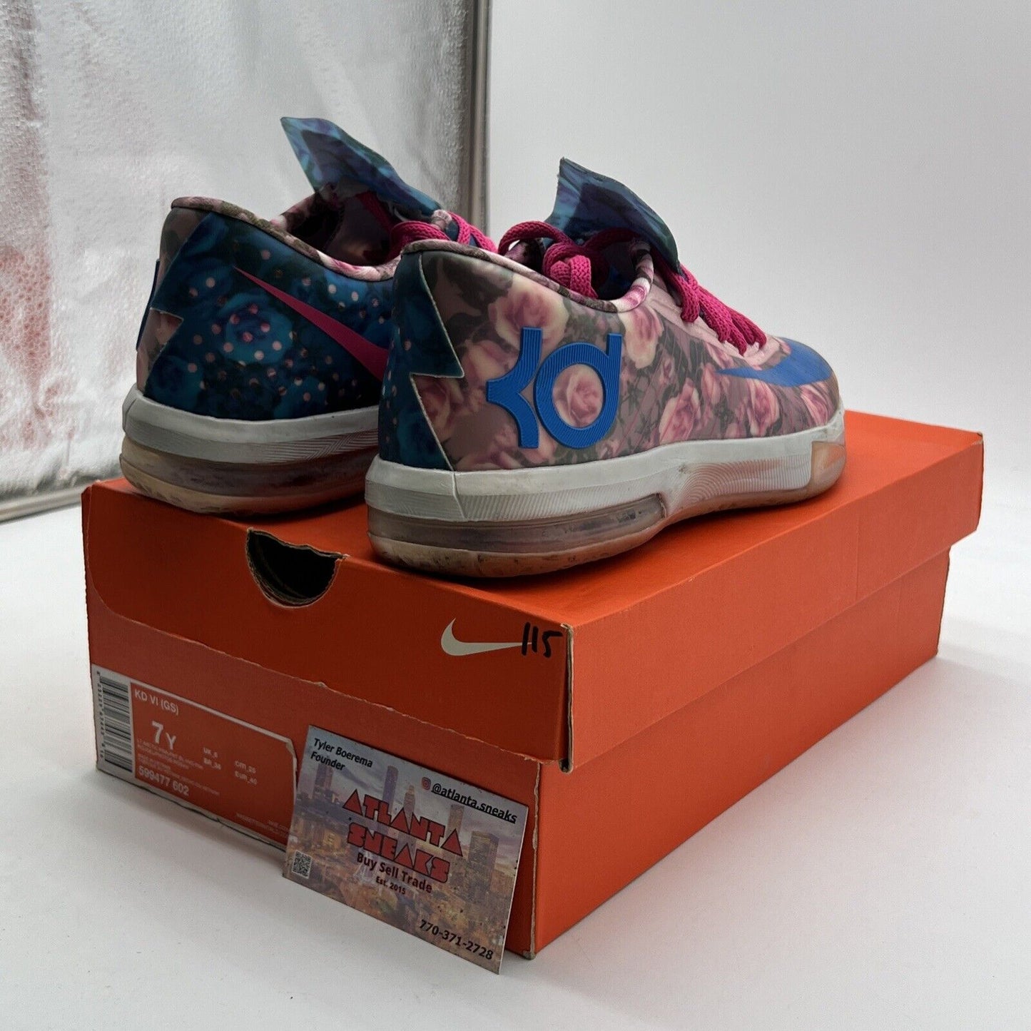 Size 7Y - Nike KD VI (GS) (599477 602) Arctic Pink Flower Aunt Pearl