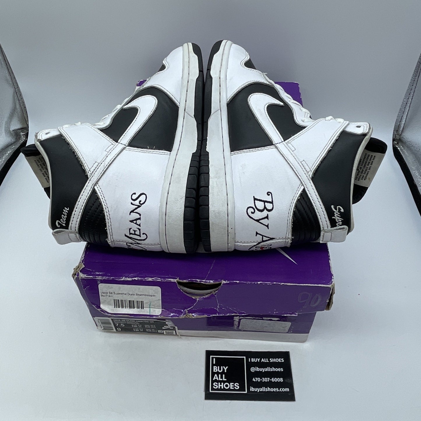 Size 7.5 - Nike Supreme x Dunk SB High By Any Means - Stormtrooper (DN3741-002)