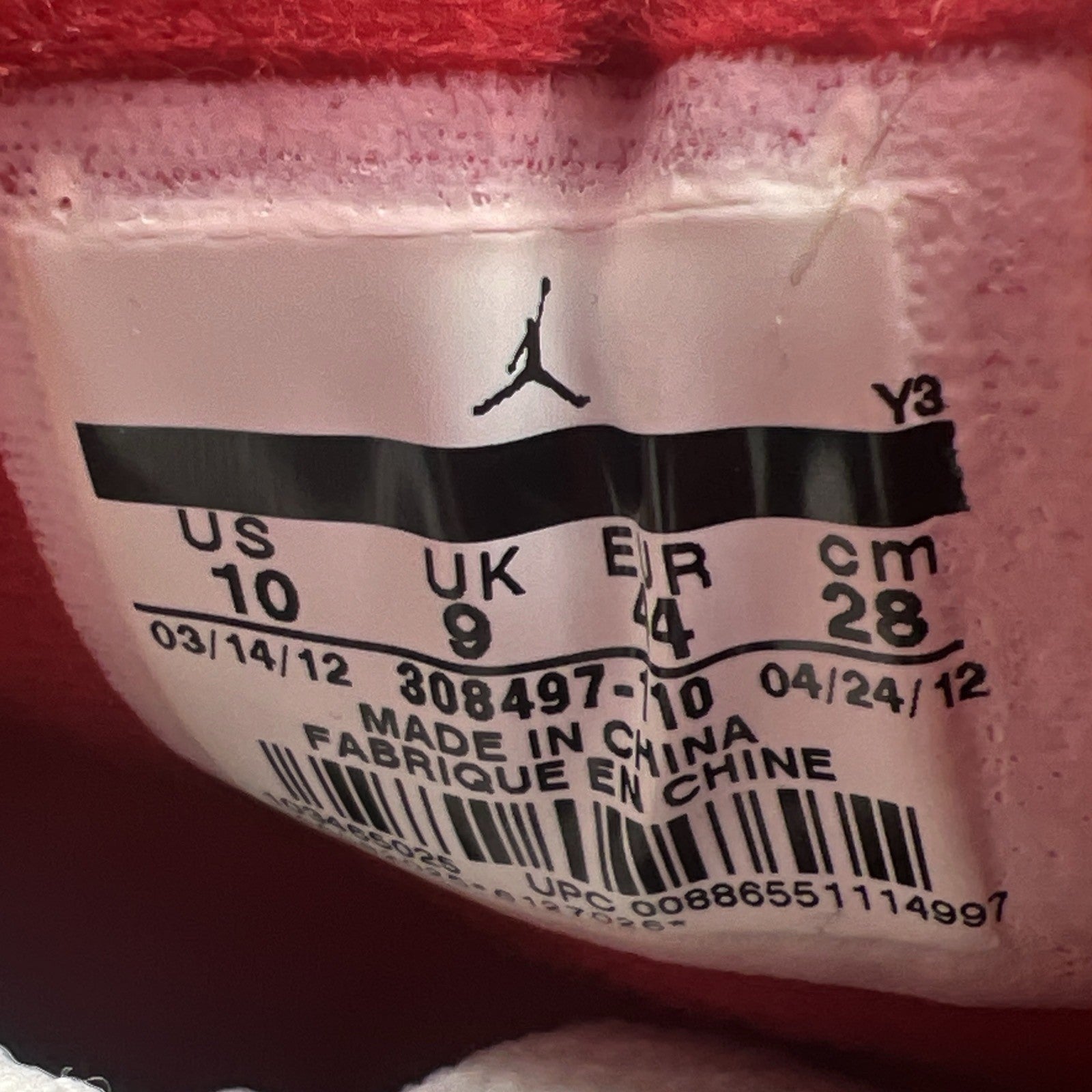 Size 10 - Air Jordan 4 Retro Fire Red 2012 (308497-110).
