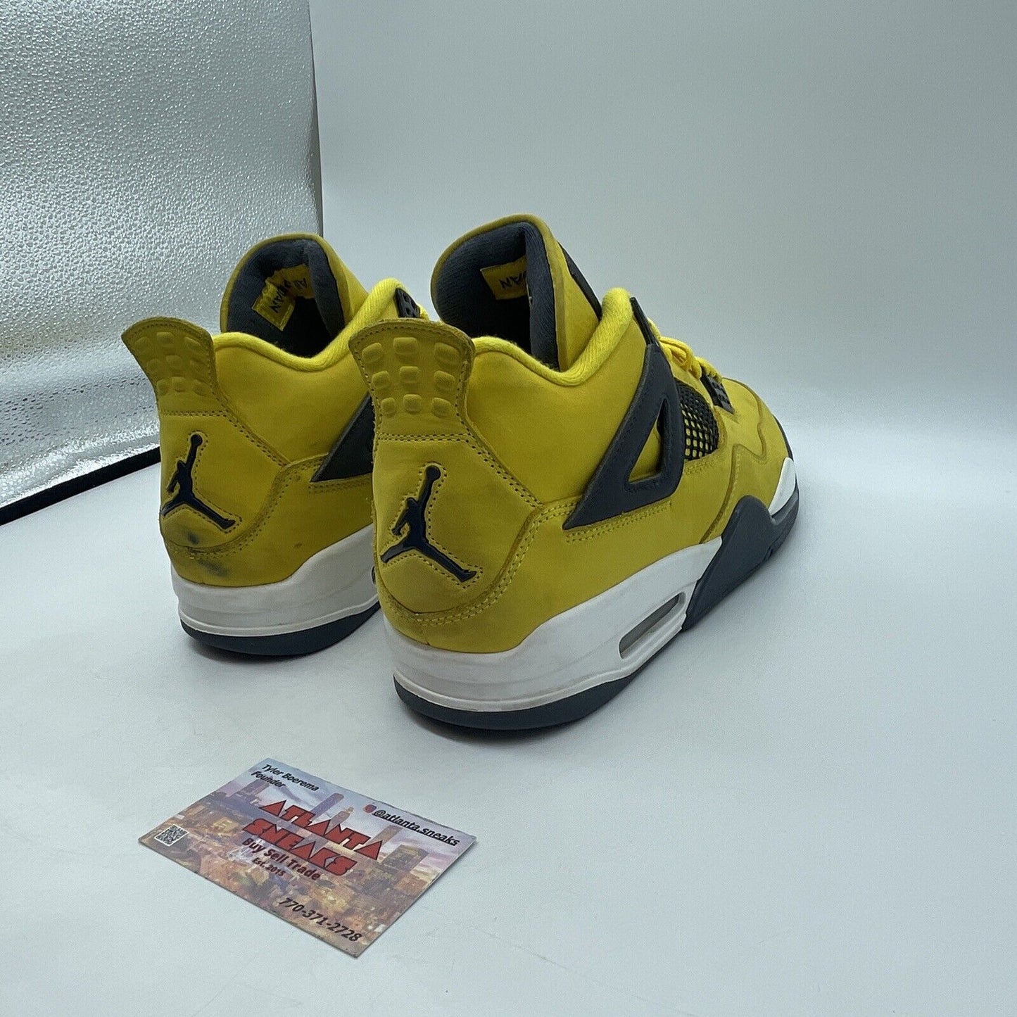 Size 10 - Jordan 4 Retro Mid Lightning Yellow Grey White Suede  (CT8527-700)