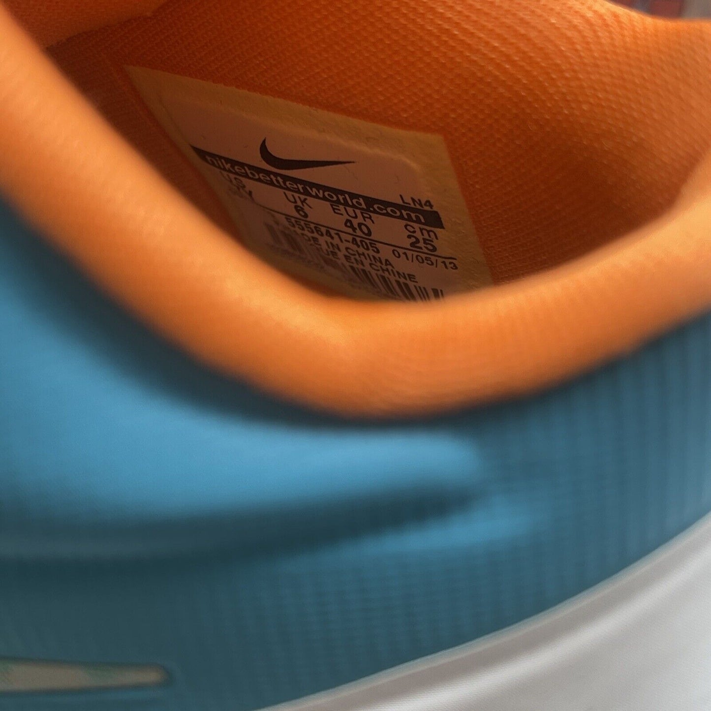 Size 7Y- Nike KD 5 Easter Blue Orange White Leather Suede (554988-402)