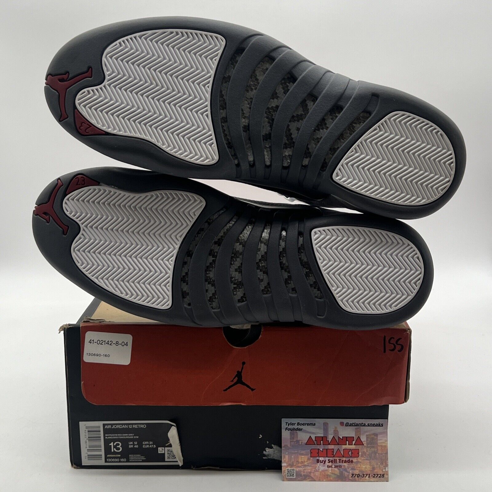 Size 13 - Air Jordan 12 Retro Dark Grey White Leather (130690-160)