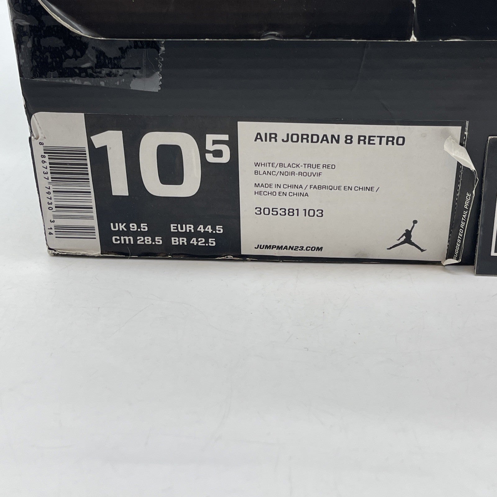 Size 10.5 - Air Jordan 8 Retro 2008 Countdown Pack White Grey (305381-103)