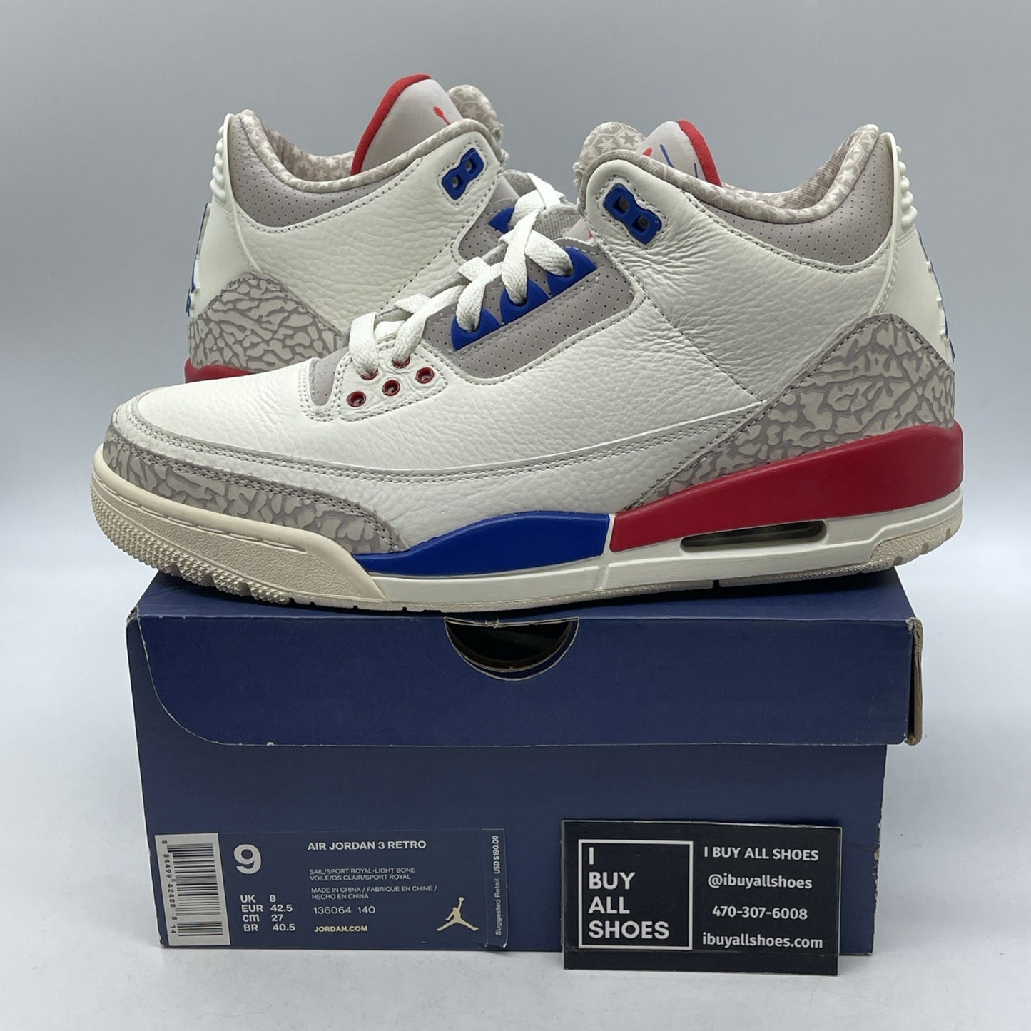 Size 9 - Air Jordan 3 Retro International Flight (136064-140)