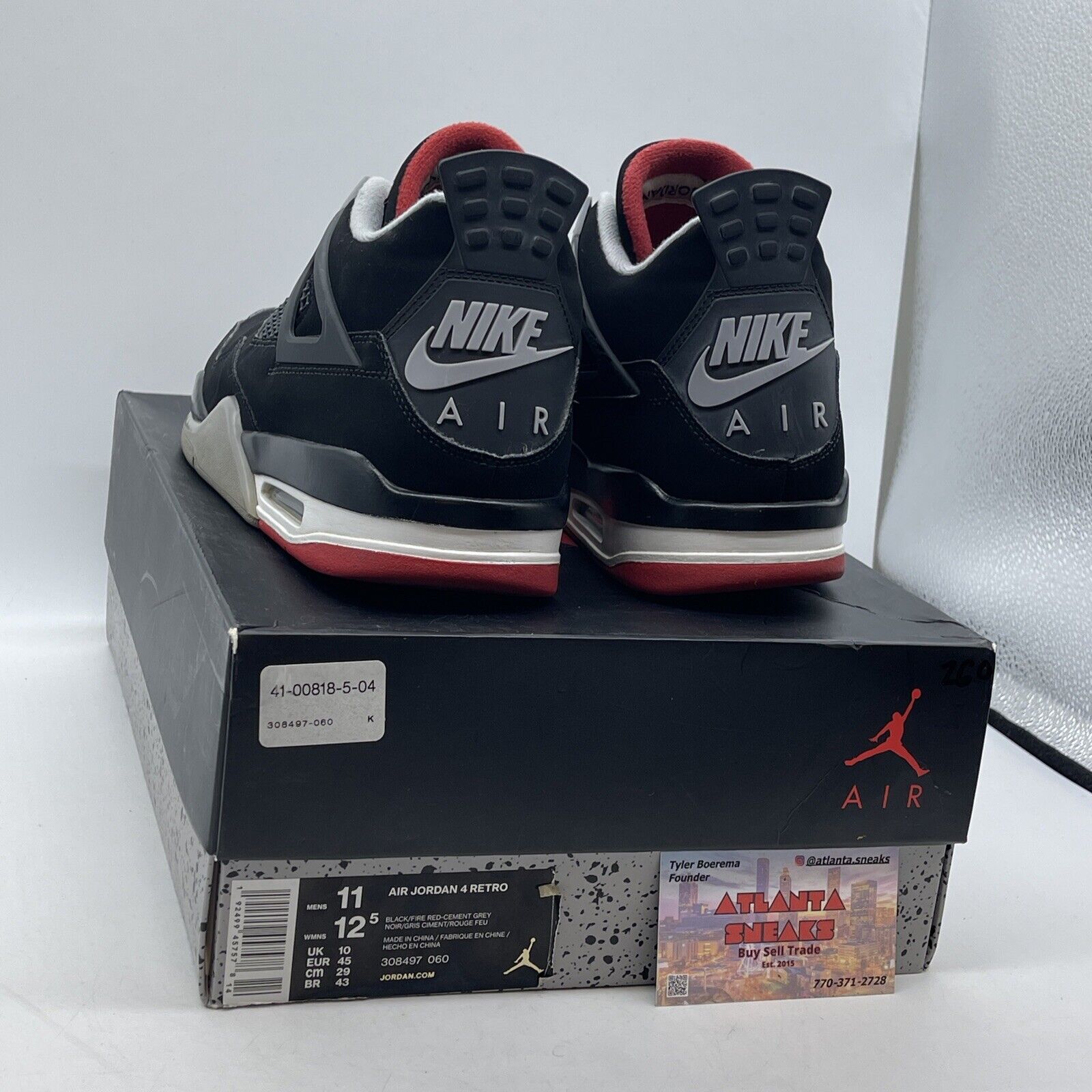 Size 11 - Air Jordan 4 Retro Bred Reimagined Black Grey Red Suede (308497-060)