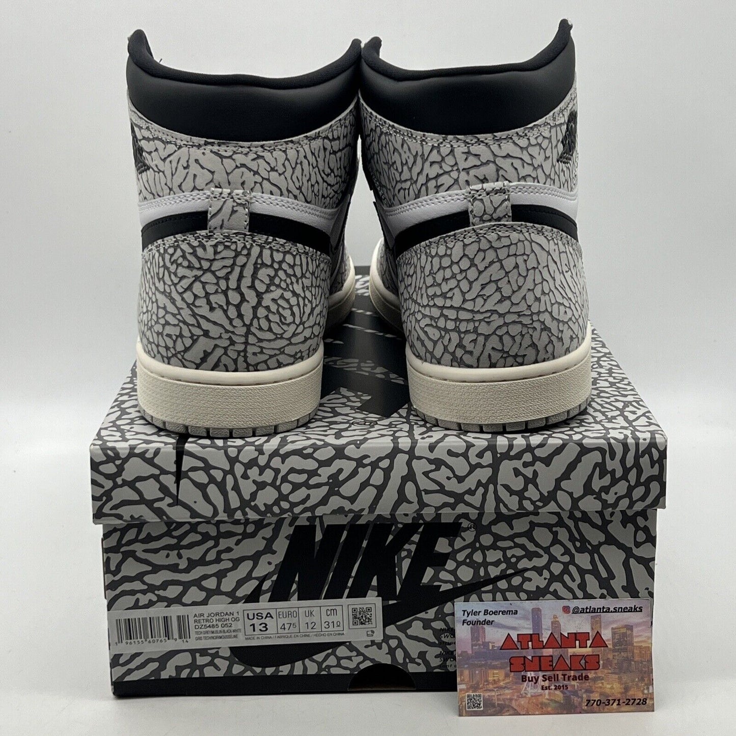 Size 13 - Air Jordan 1 Retro OG High White Cement Black Leather (DZ5485-052)