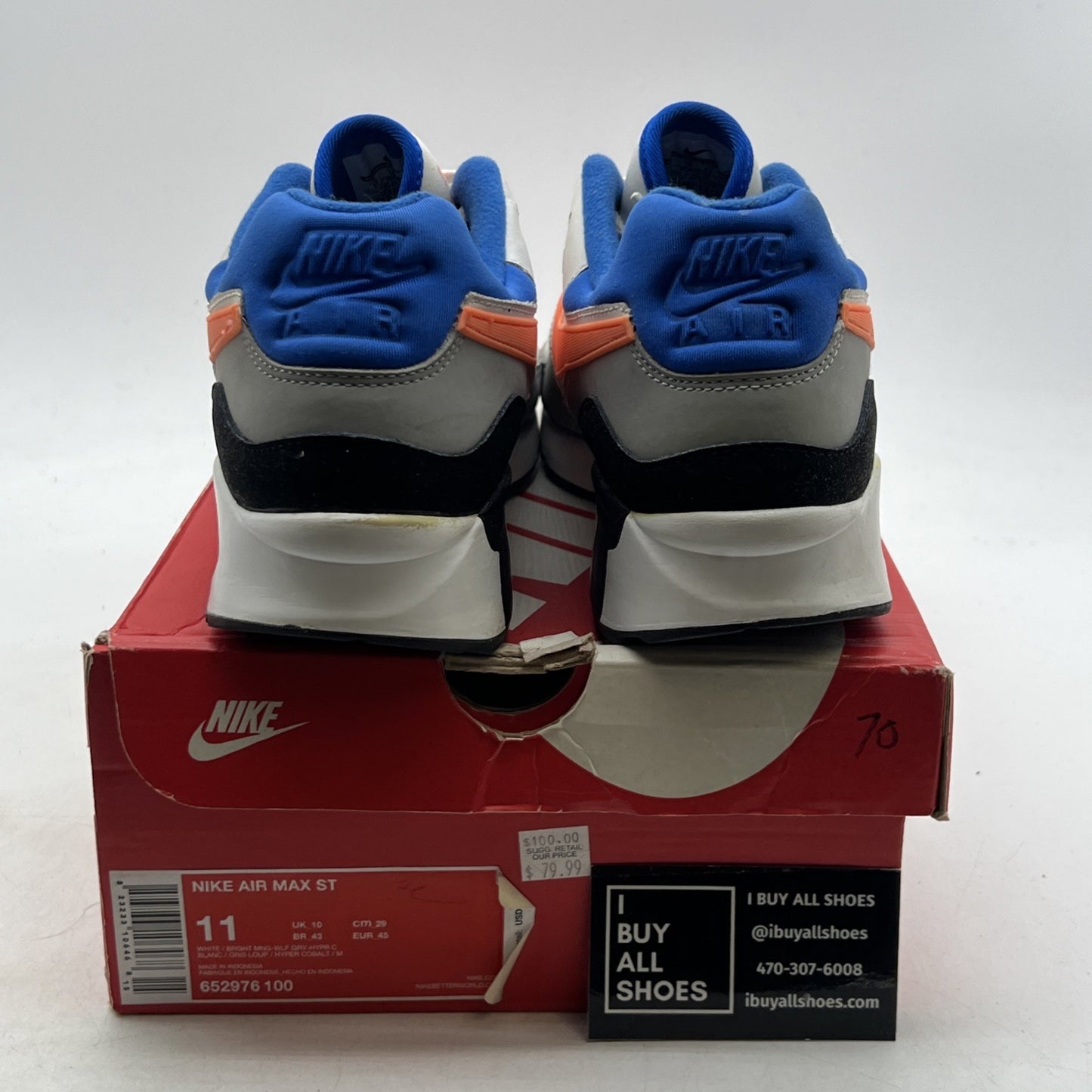 Size 11 - Nike Air Max ST White Grey Mango (652976-100)