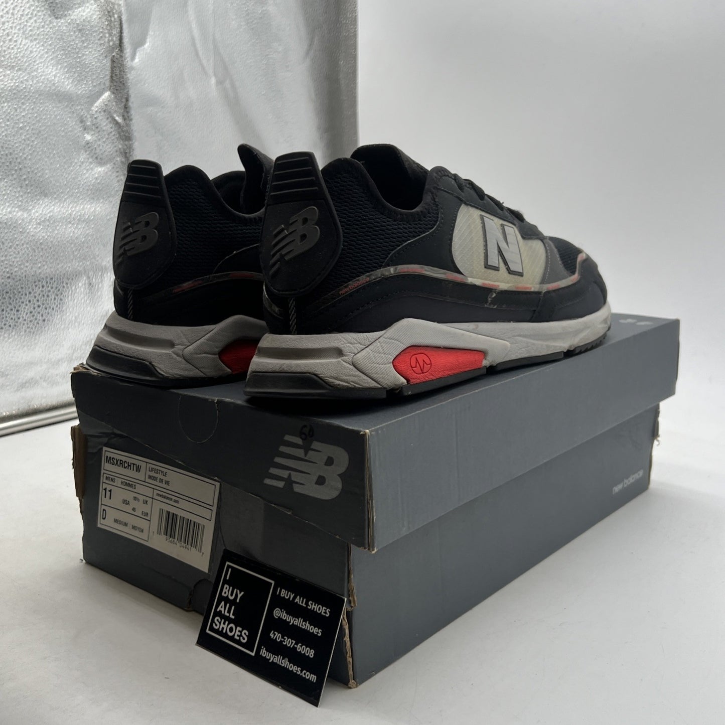 Size 11 - New Balance X-Racer Black Grey Red (MSXRCHTW)