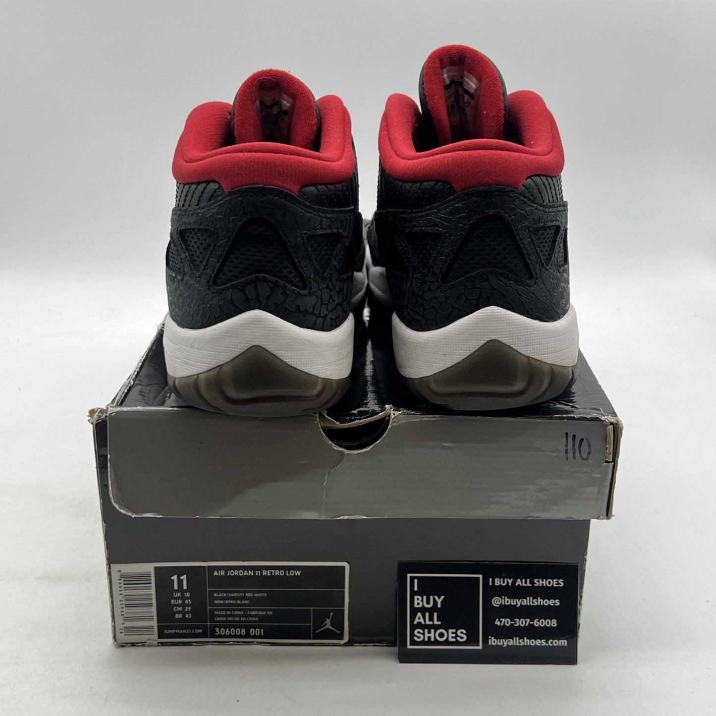 Size 11 - Air Jordan 11 Retro IE 2011 Low Black Charcoal Red (306008-001)