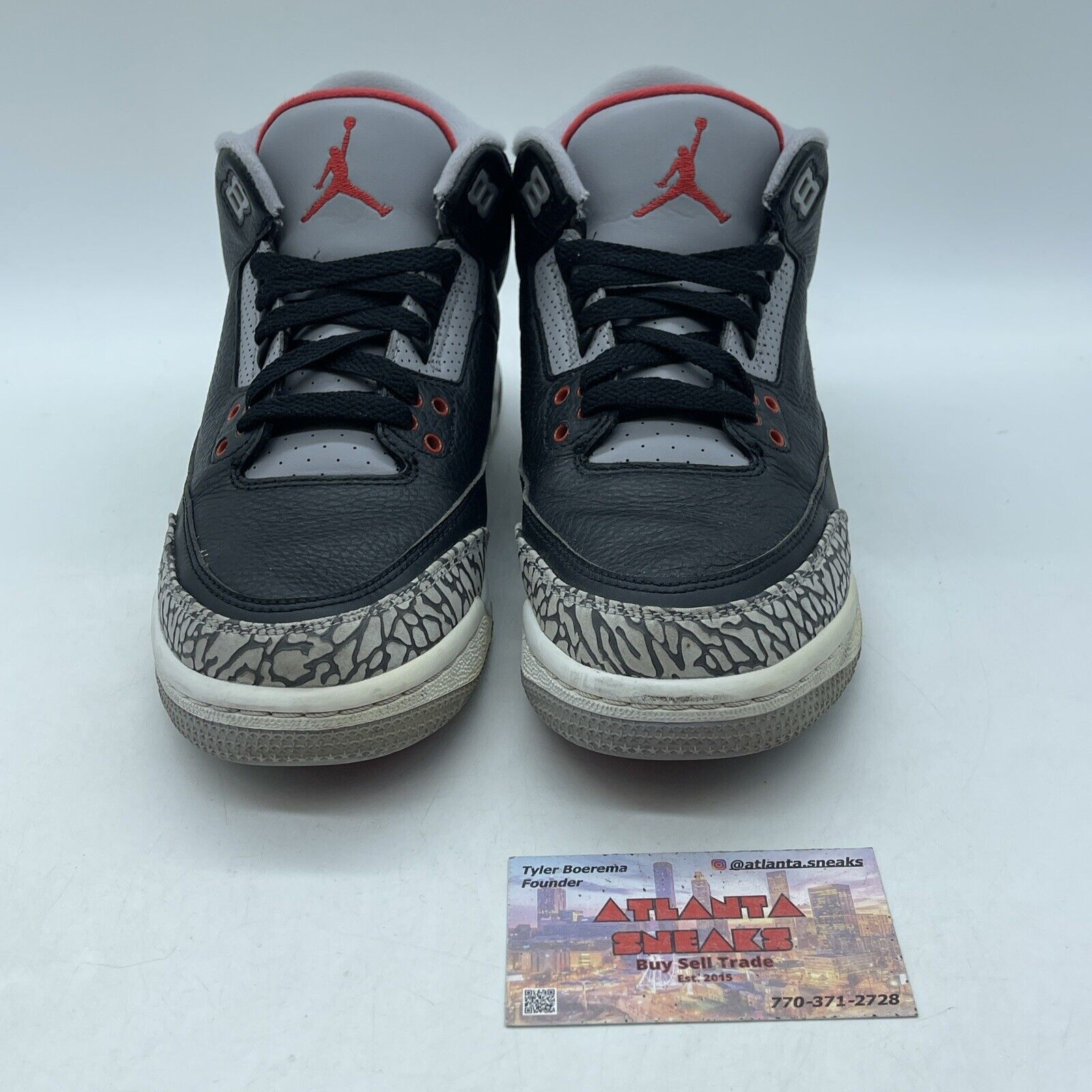 Size 7Y (GS) - Jordan 3 Retro OG 2018 Mid Black Cement Leather (854261-001)