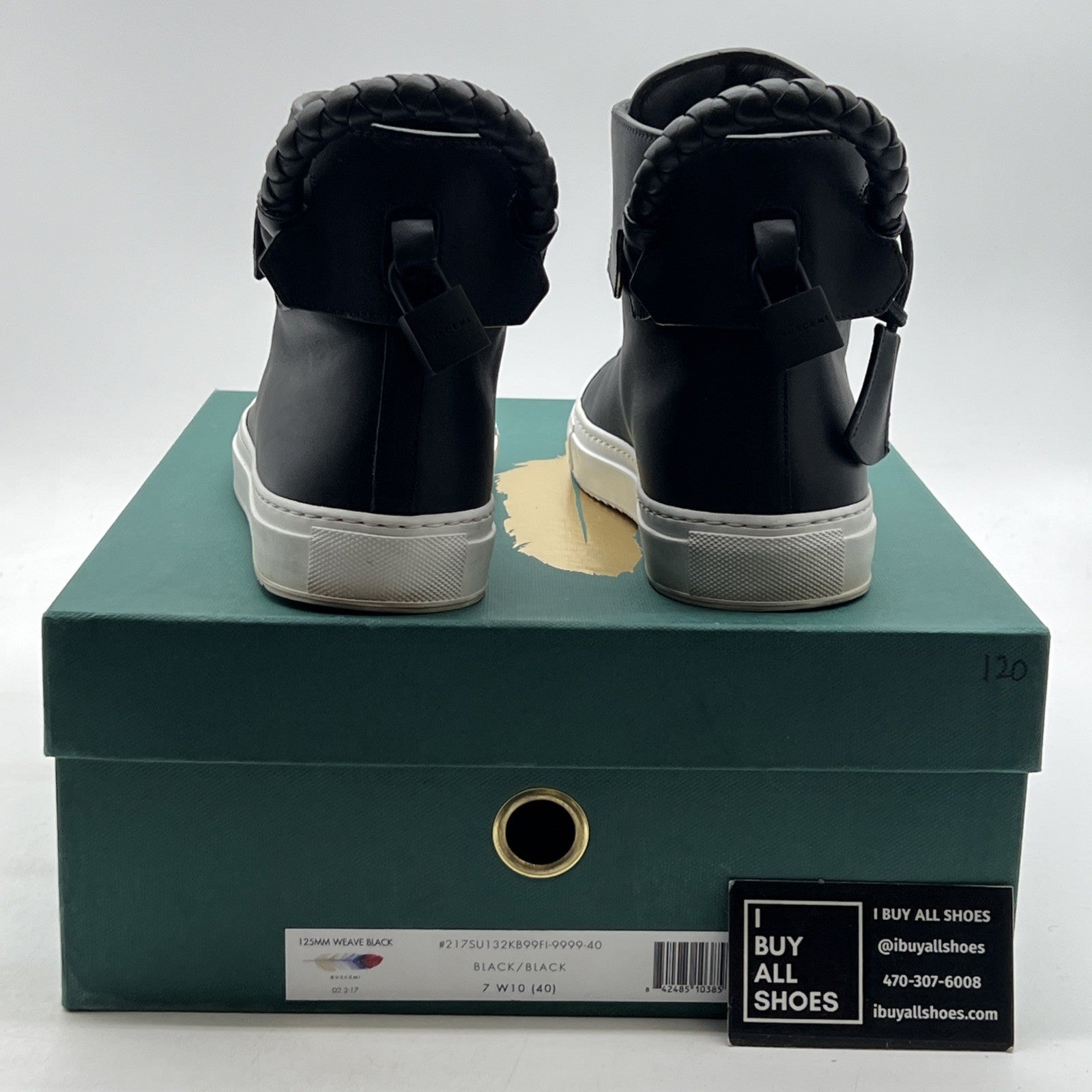 Size 40 - Buscemi Men's Black 125MM Leather High-Top Sneakers Shoes