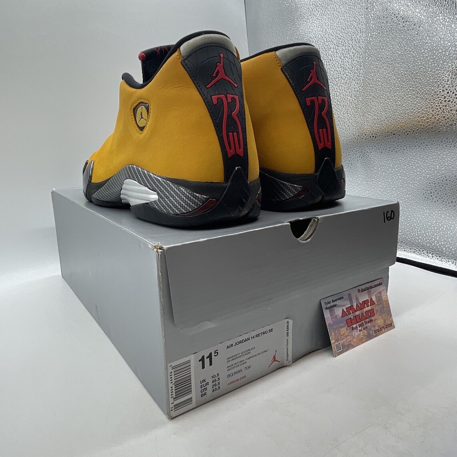 Size 11.5 - Air Jordan 14 Retro Reverse Ferrari Black Yellow Grey (BQ3685-706)