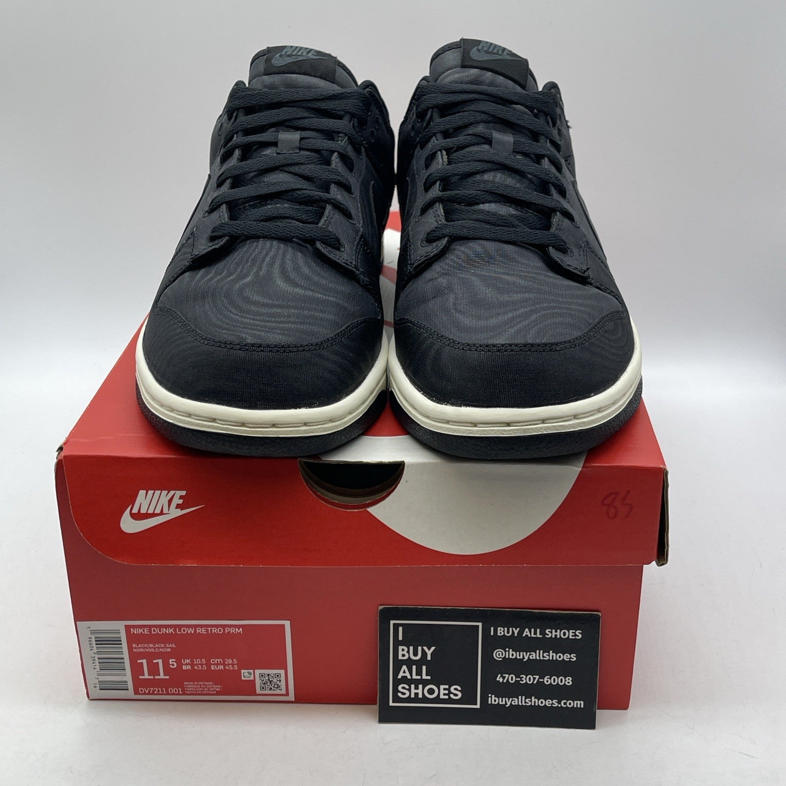 Size 11.5 - Nike Dunk Low Black Canvas Suede Leather (DV7211-001)