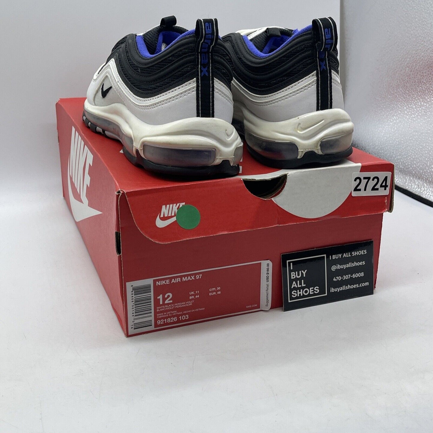 Size 12 - Nike Air Max 97 Persian Violet Black White Purple Suede (921826-103)