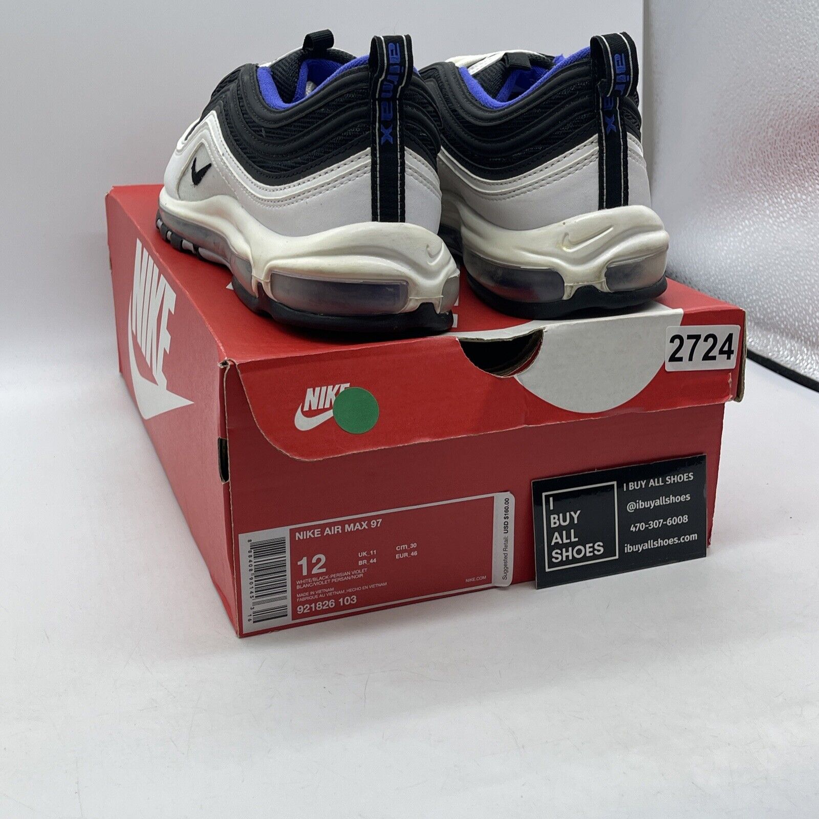 Size 12 - Nike Air Max 97 Persian Violet Black White Purple Suede (921826-103)