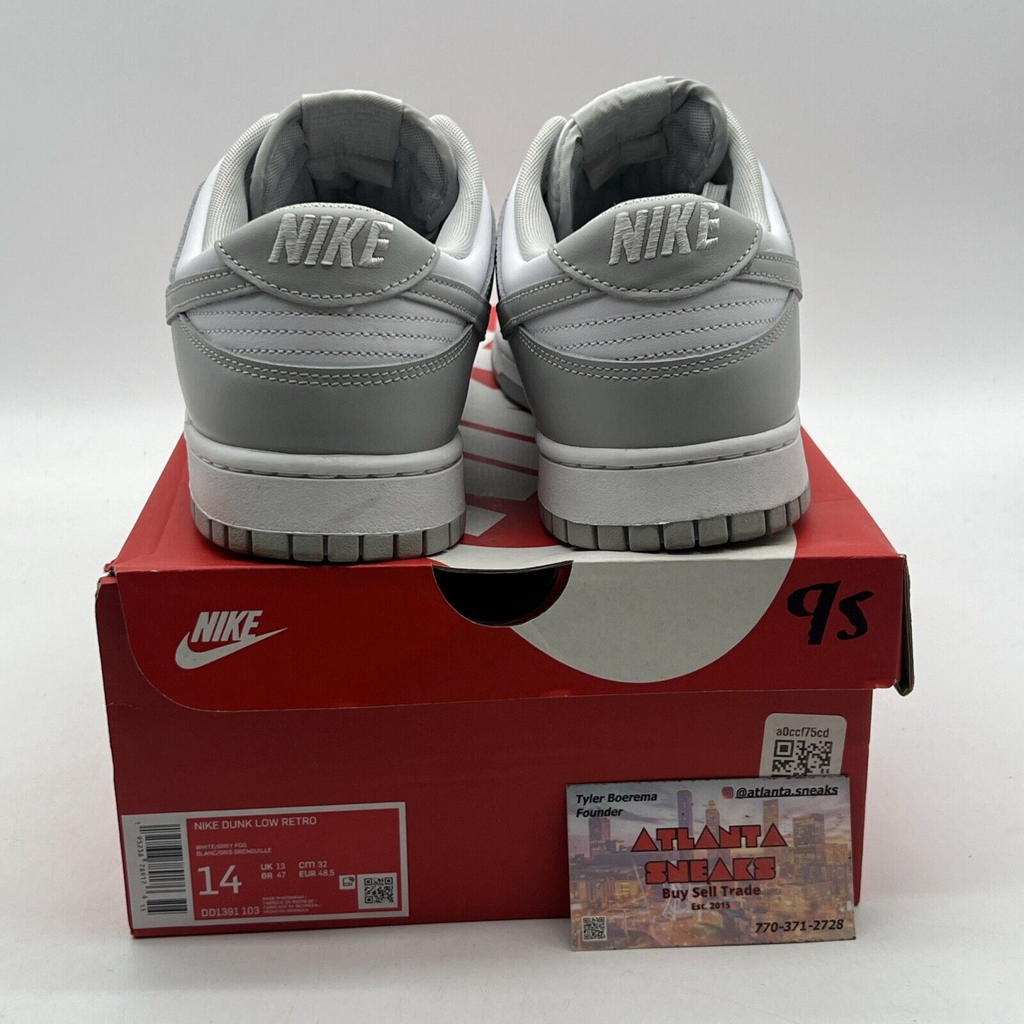 Size 14 - Nike Dunk Low Grey Fog White Leather (DD1391-103)