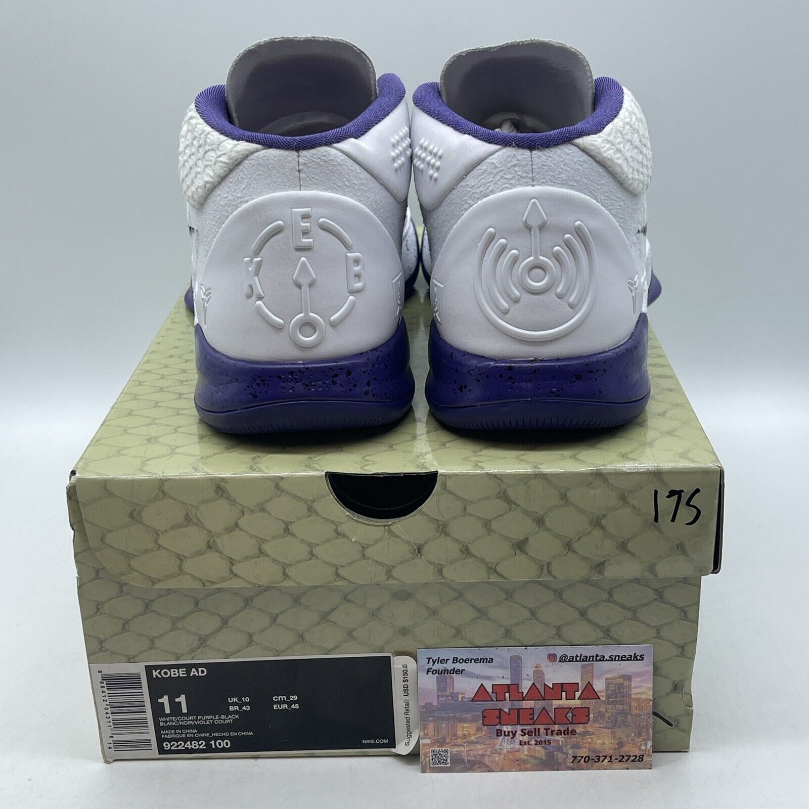 Size 11 - Nike Kobe AD Mid Baseline White Purple Black Suede (922482-100)