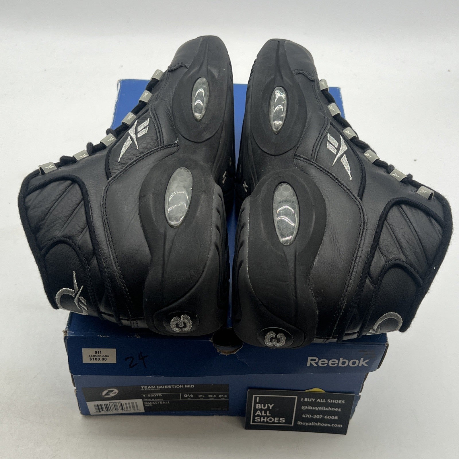 Size 9.5 - REEBOK QUESTION MID IVERSON BLACK/SILVER (4-52075)