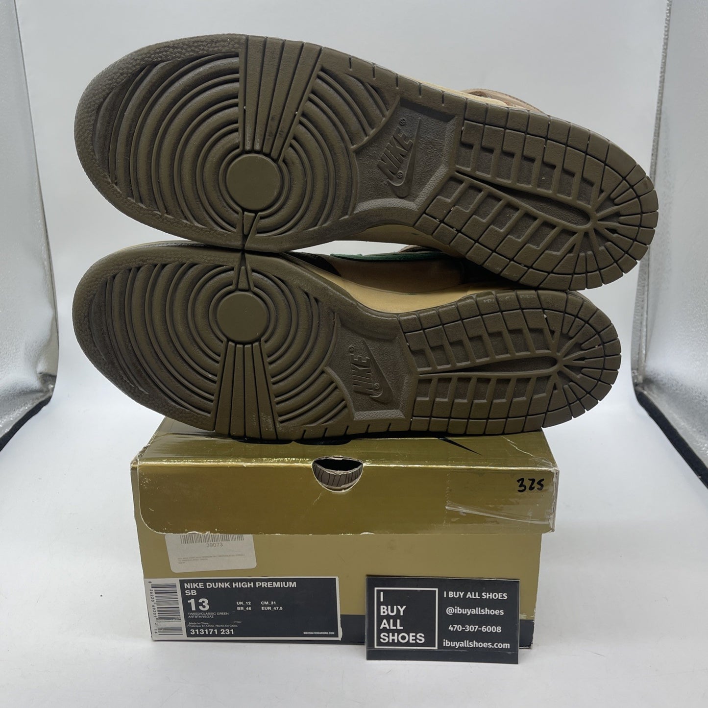Size 13 - Nike Dunk Premium SB High Tweed Classic Green Brown (313171-231)