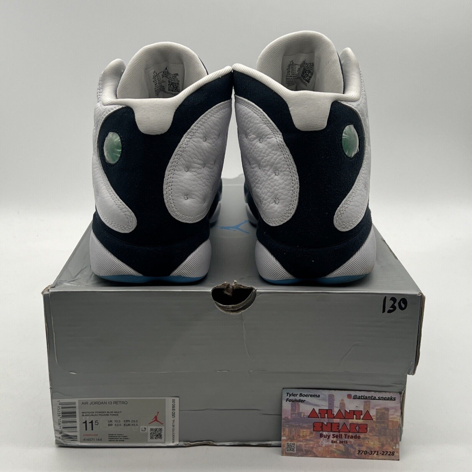 Size 11.5 - Jordan 13 Retro Obsidian White Navy Suede Leather (414571-144)